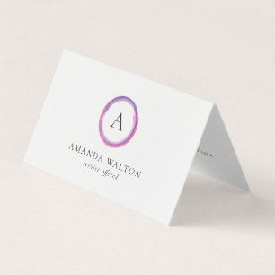 Pink and Purple Monogram Modern Business Card