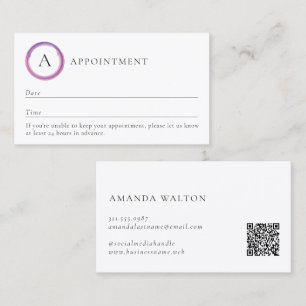 Pink and Purple Monogram QR Code Modern Appointment Card