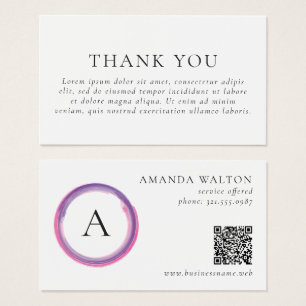 Pink and Purple Monogram QR Code Package Insert