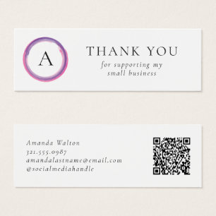 Pink and Purple Monogram QR Code Package Insert