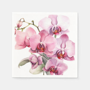 Pink and Purple Orchids Wedding Napkin