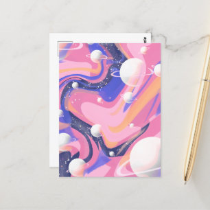 Pink And Purple Outer Space Swirl Abstract Postcard