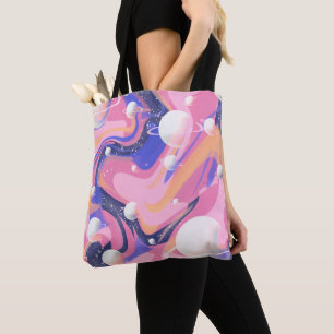Pink And Purple Outer Space Swirl Abstract Tote Bag