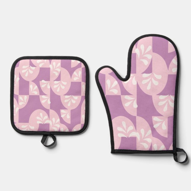 Pink and purple  oven mitt & pot holder set (Front)