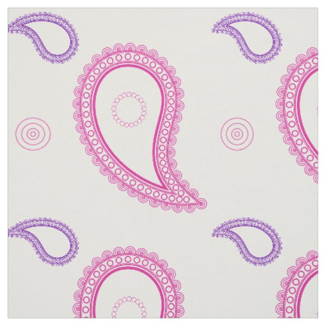 Pink And Purple Paisley Fabric (Swatch)