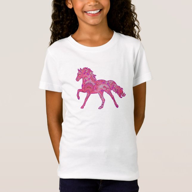 Pink and Purple Paisley Running Horse Shirt (Front)