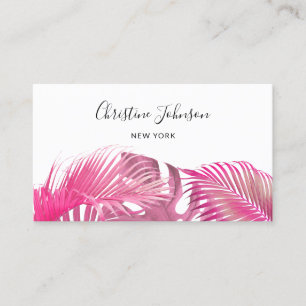 pink and purple palm leaves business card