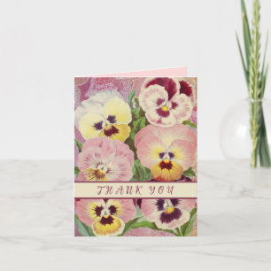 Pink and Purple Pansies Vintage Thank You Cards