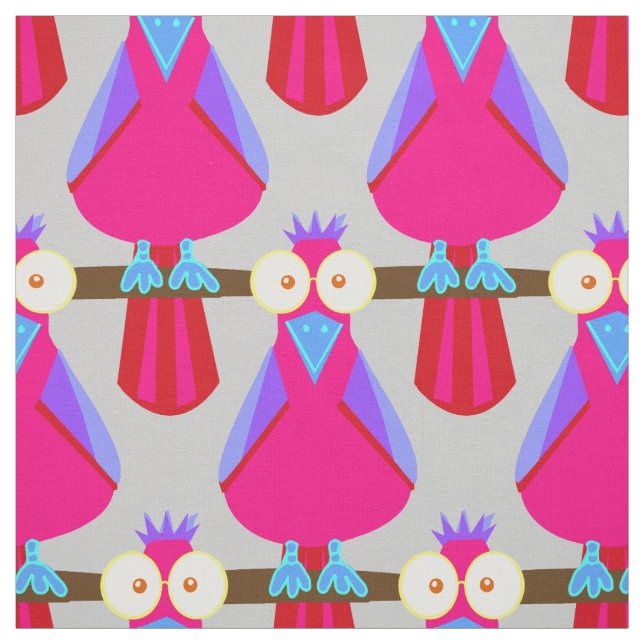 Pink and purple parrots fabric (Swatch)