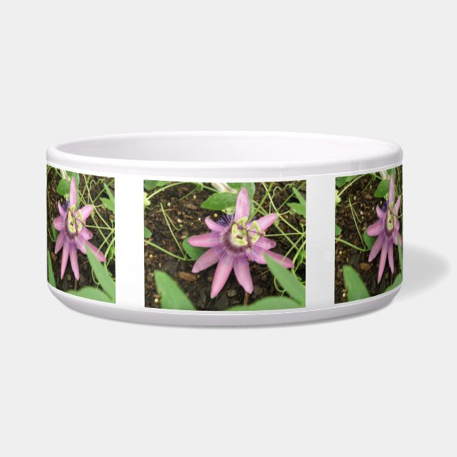 Pink and Purple Passionflower Dog Bowl (Front)