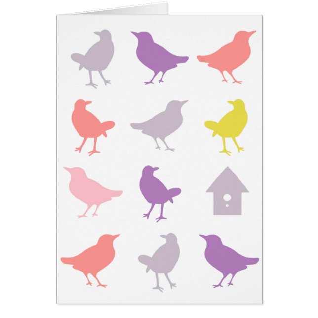 Pink and Purple Pastel Birds with Birdhouse (Front)