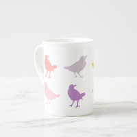 Pink and Purple Pastel Birds with Birdhouse