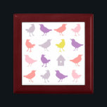 Pink and Purple Pastel Birds with Birdhouse Gift Box<br><div class="desc">A wonderful work to put in a child's nursery,  this Chariklia Zarris piece features a group of pastel coloured birds in various shades of pink,  purple and yellow. The soft,  muted colour palette is very calming. Buy your copy today!</div>
