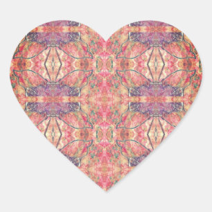 Pink and purple pattern heart sticker