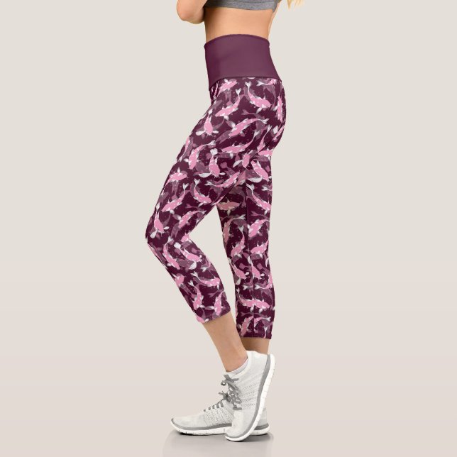 Pink and Purple Pattern - Koi Fish Capri Leggings (Left)