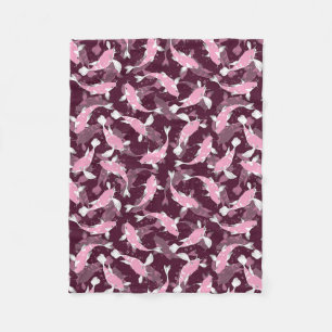 Pink and Purple Pattern - Koi Fish Fleece Blanket