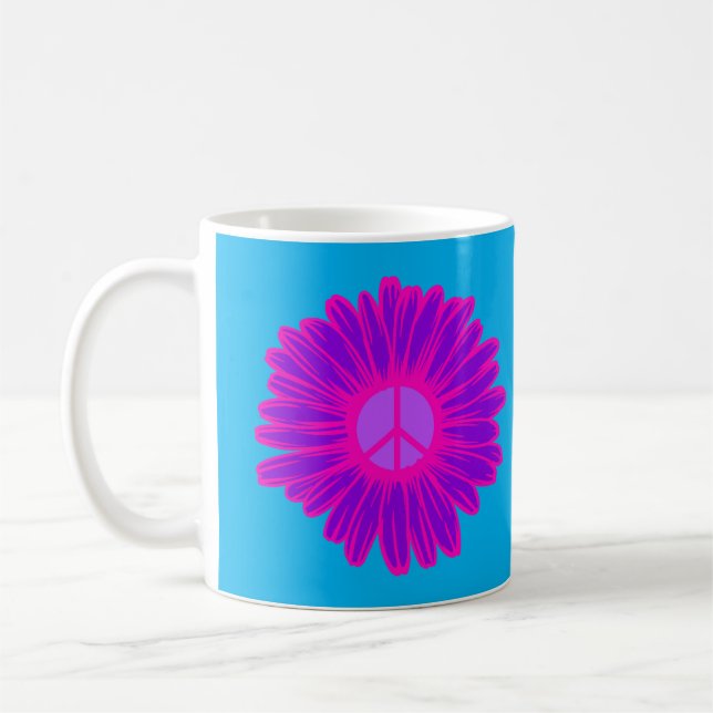 Pink And Purple Peace Daisy Coffee Mug (Left)