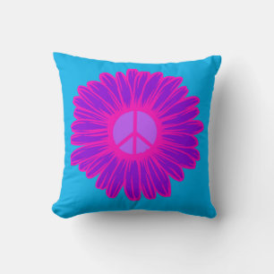 Pink And Purple Peace Daisy  Cushion