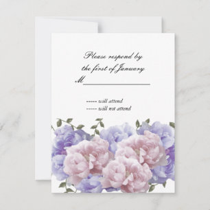 Pink and Purple Peonies Reply Card
