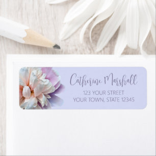 Pink and Purple Peony Light Blue Return Address
