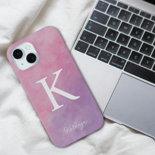 Pink And Purple Personalised Monogram iPhone 15 Case