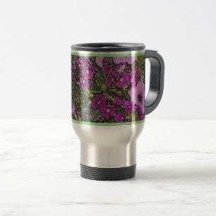 PINK AND PURPLE PETUNIAS TRAVEL MUG
