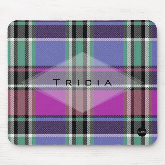 Pink and Purple Plaid Mousepad - HAMbyWG (Front)
