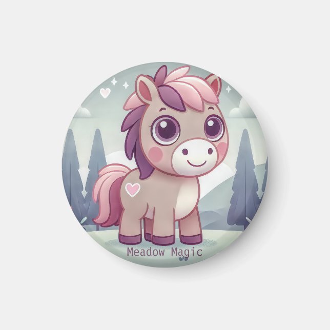 Pink and Purple Pony in Forest Magnet (Front)