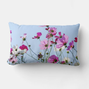 Pink and Purple Pretty Flower Meadow Photo Lumbar Cushion