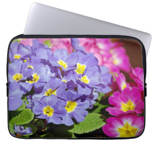 Pink and purple primroses laptop sleeve
