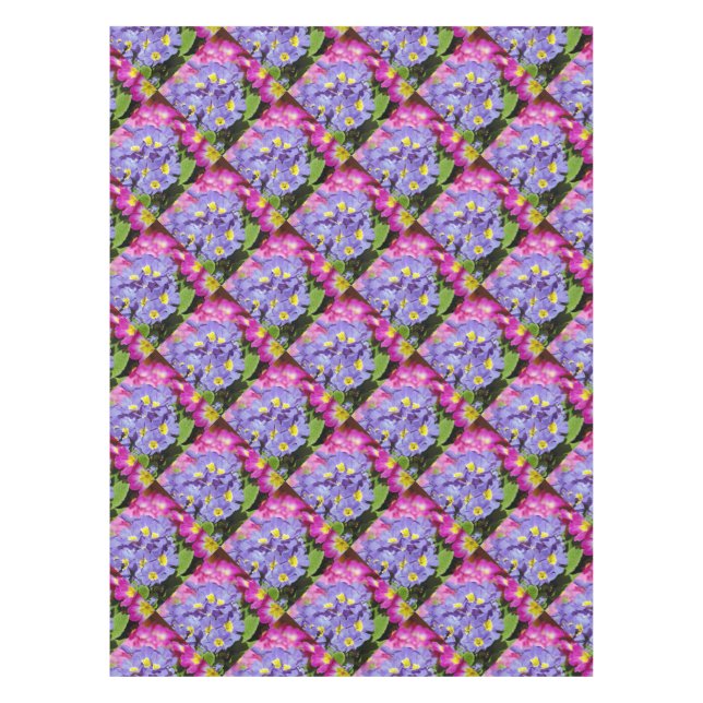 Pink and purple primroses tablecloth (Front)