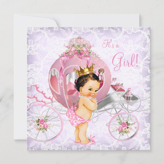 Pink and Purple Princess Baby Shower Invitation (Front)