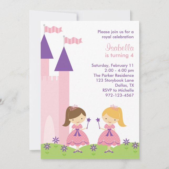 Pink and Purple Princess Invitation (Front)