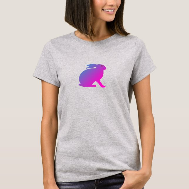 Pink and Purple Rabbit Hare T-Shirt (Front)