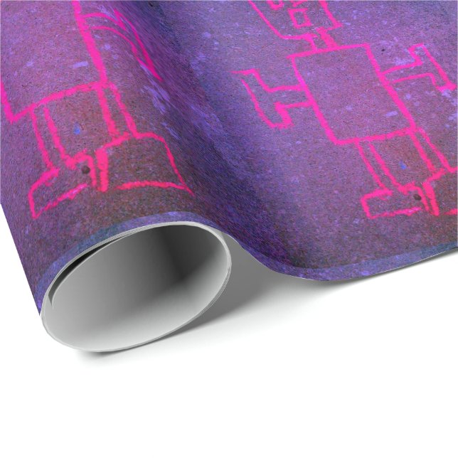 Pink and Purple Robot Wrapping Paper (Roll Corner)