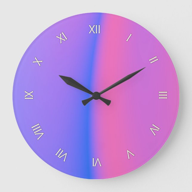 Pink and Purple Roman Numeral Wall Clock (Front)