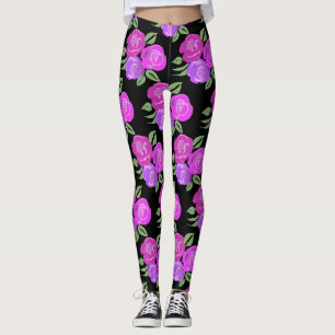 Pink and Purple Roses Leggings