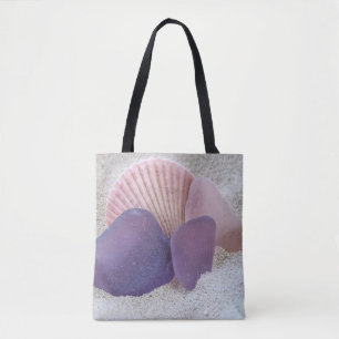 Pink and purple sea glass - tote bag