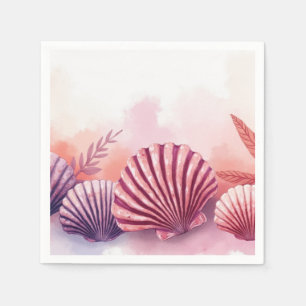 Pink And Purple Seashells Napkin