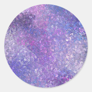 Pink And Purple Sequins Bling Classic Round Sticker