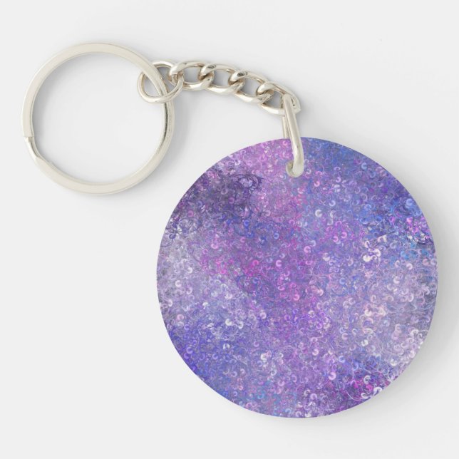 Pink And Purple Sequins Bling  Key Ring (Front)