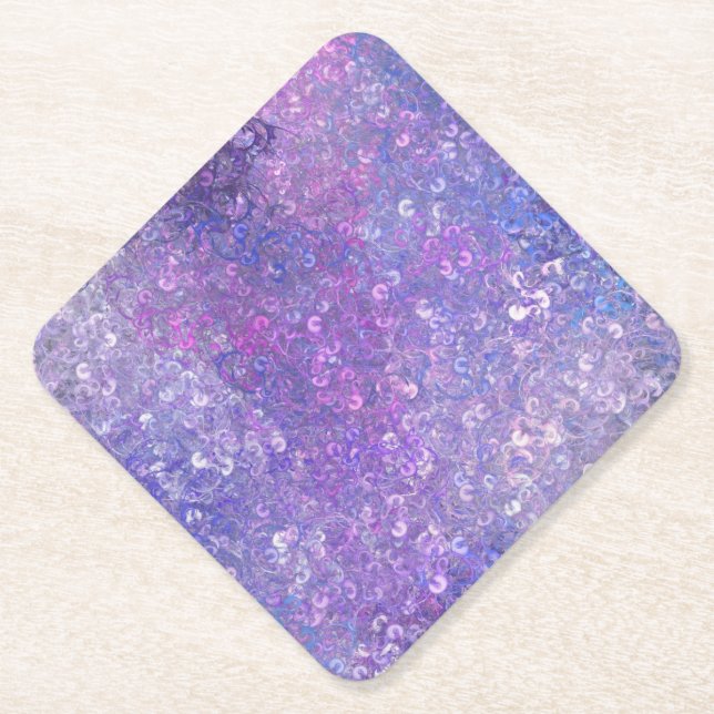 Pink And Purple Sequins Bling  Paper Coaster (Front)