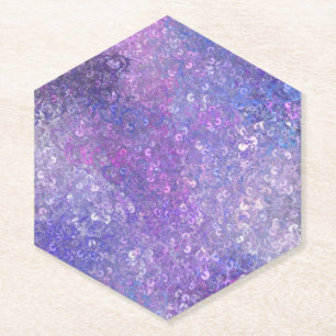Pink And Purple Sequins Bling Paper Coaster