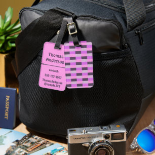 Pink and Purple Shades Color Blocks Luggage Tag