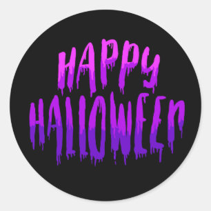 Pink and purple slime happy Halloween Classic Round Sticker