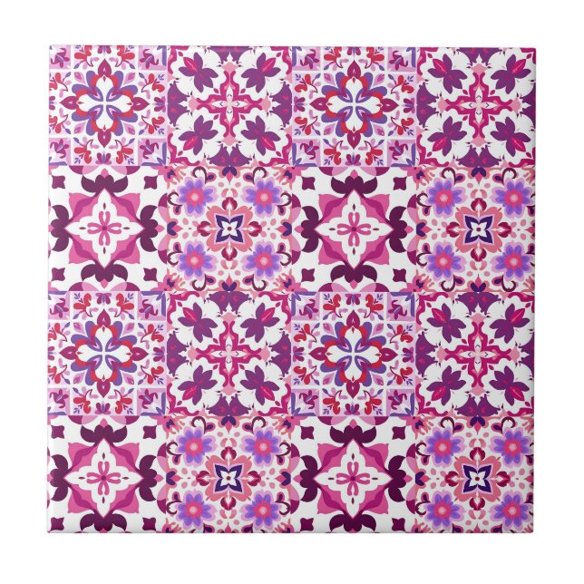 Pink and Purple Spanish Tiles (Front)