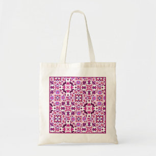 Pink and Purple Spanish Tiles with Initials Tote Bag