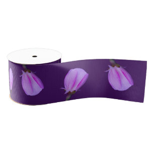 Pink and Purple Spring Blossom Inverted Grosgrain Ribbon