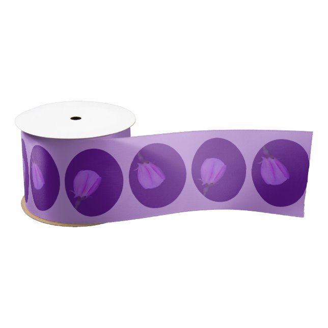 Pink and Purple Spring Blossom | Inverted Oval  Satin Ribbon (Spool)