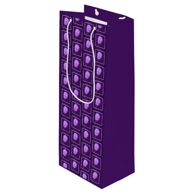 Pink and Purple Spring Blossom Pattern Wine Gift Bag (Front Angled)